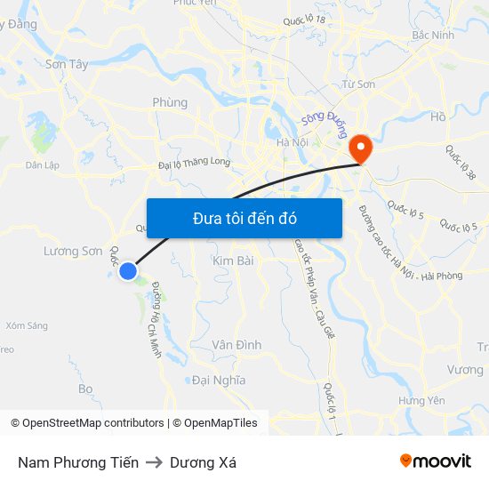 Nam Phương Tiến to Dương Xá map