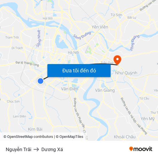 Nguyễn Trãi to Dương Xá map