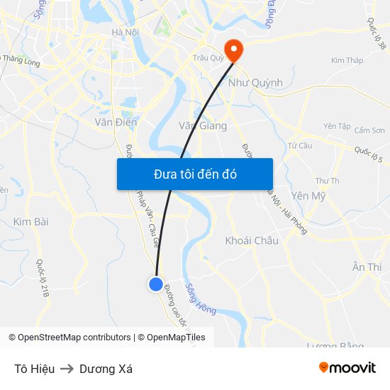 Tô Hiệu to Dương Xá map