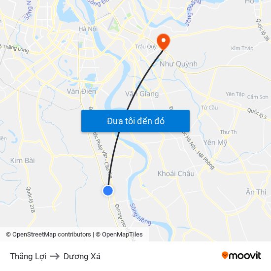 Thắng Lợi to Dương Xá map