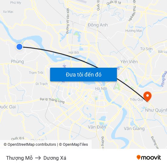 Thượng Mỗ to Dương Xá map