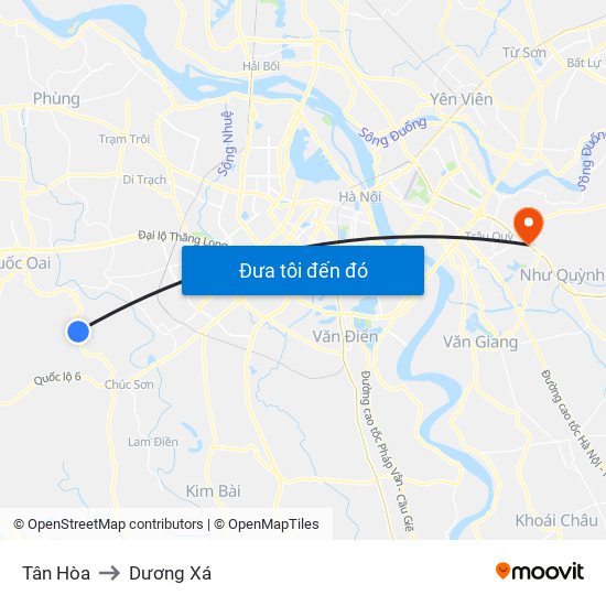 Tân Hòa to Dương Xá map