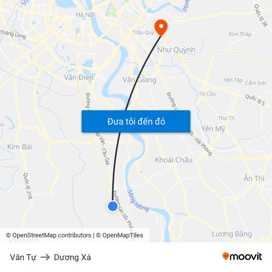 Văn Tự to Dương Xá map