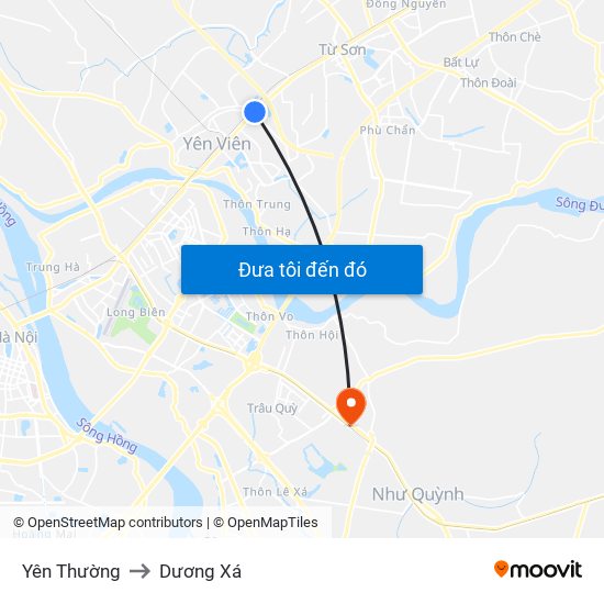 Yên Thường to Dương Xá map