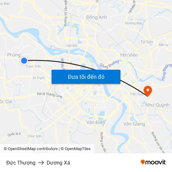 Đức Thượng to Dương Xá map