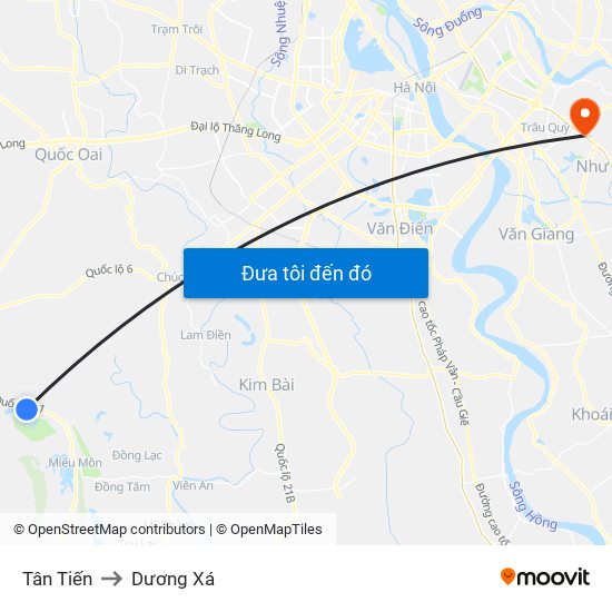 Tân Tiến to Dương Xá map