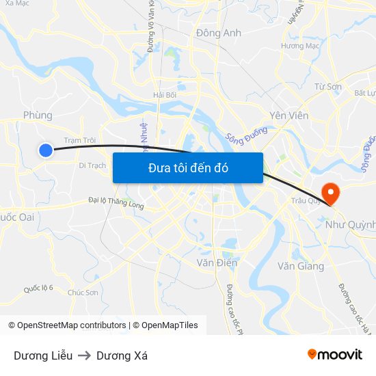 Dương Liễu to Dương Xá map