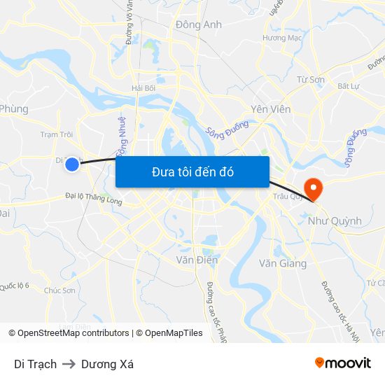 Di Trạch to Dương Xá map