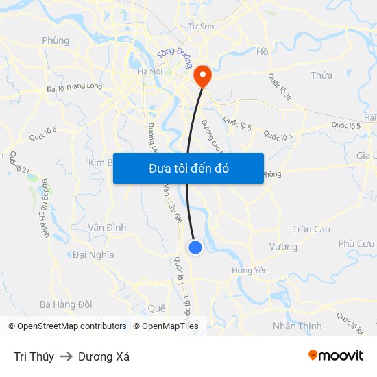 Tri Thủy to Dương Xá map