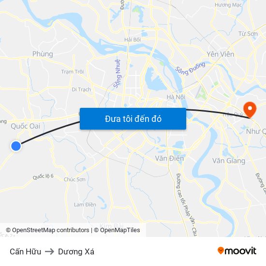 Cấn Hữu to Dương Xá map