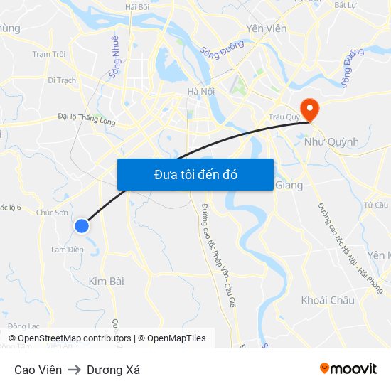 Cao Viên to Dương Xá map