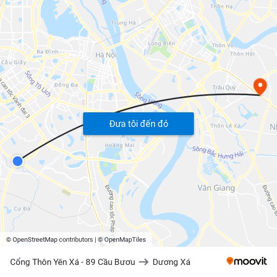 Cổng Thôn Yên Xá - 89 Cầu Bươu to Dương Xá map