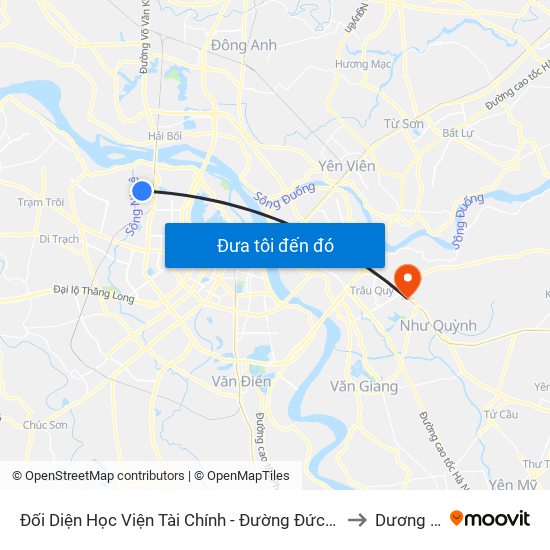 Đối Diện Học Viện Tài Chính - Đường Đức Thắng to Dương Xá map