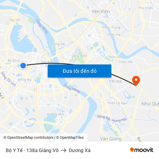 Bộ Y Tế - 138a Giảng Võ to Dương Xá map