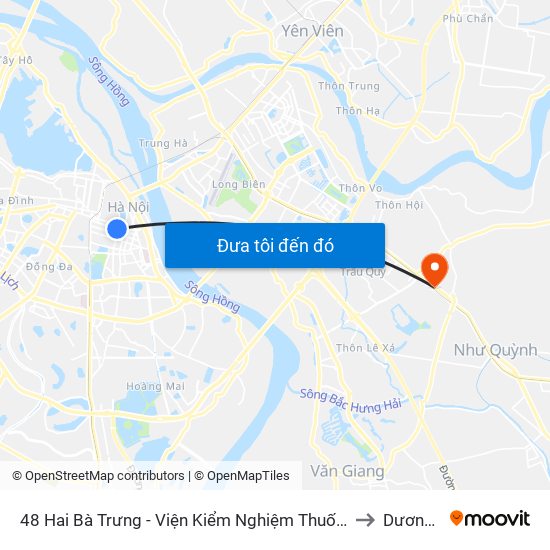 48 Hai Bà Trưng - Viện Kiểm Nghiệm Thuốc Trung Ương to Dương Xá map