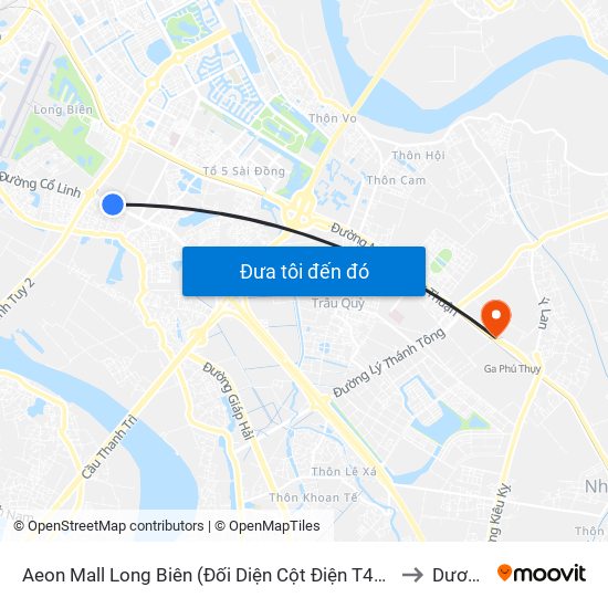 Aeon Mall Long Biên (Đối Diện Cột Điện T4a/2a-B Đường Cổ Linh) to Dương Xá map
