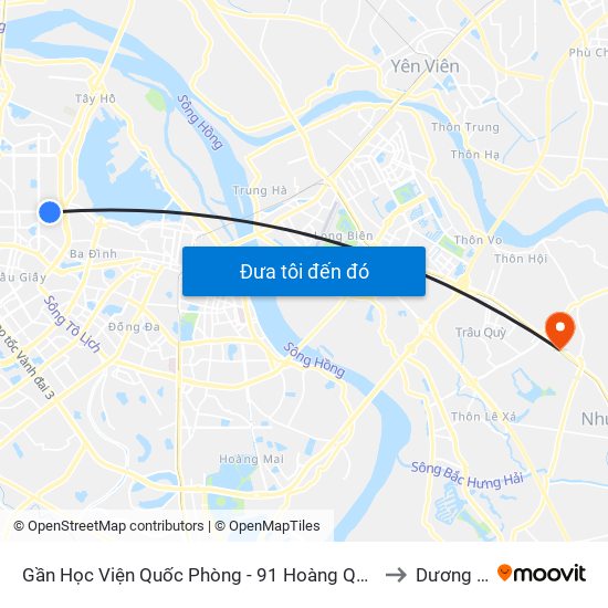 Gần Học Viện Quốc Phòng - 91 Hoàng Quốc Việt to Dương Xá map