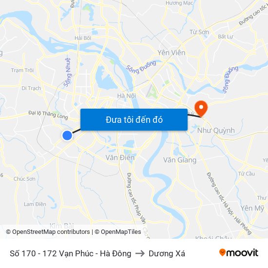 Số 170 - 172 Vạn Phúc - Hà Đông to Dương Xá map