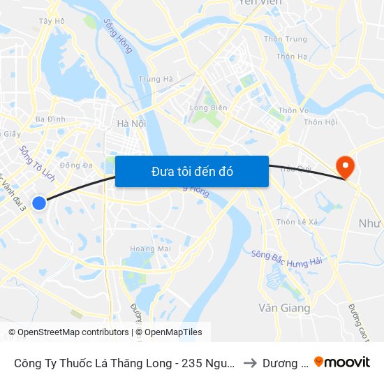 Công Ty Thuốc Lá Thăng Long - 235 Nguyễn Trãi to Dương Xá map