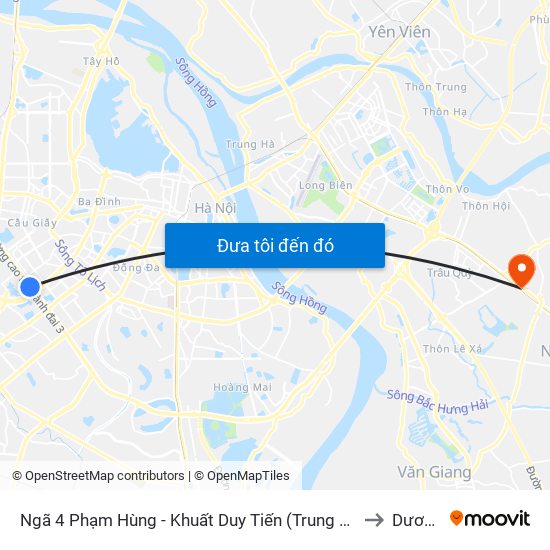 Ngã 4 Phạm Hùng - Khuất Duy Tiến (Trung Tâm Hội Nghị Quốc Gia) to Dương Xá map