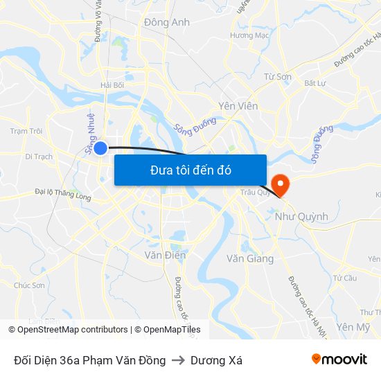 Đối Diện 36a Phạm Văn Đồng to Dương Xá map