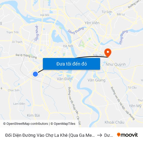 Đối Diện Đường Vào Chợ La Khê (Qua Ga Metro La Khê) - 405 Quang Trung (Hà Đông) to Dương Xá map