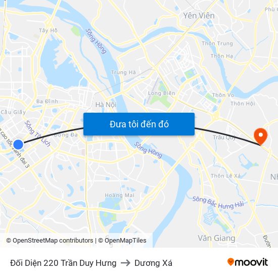 Đối Diện 220 Trần Duy Hưng to Dương Xá map