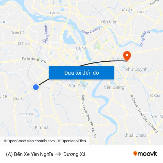 (A) Bến Xe Yên Nghĩa to Dương Xá map