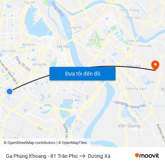 Ga Phùng Khoang - 81 Trần Phú to Dương Xá map