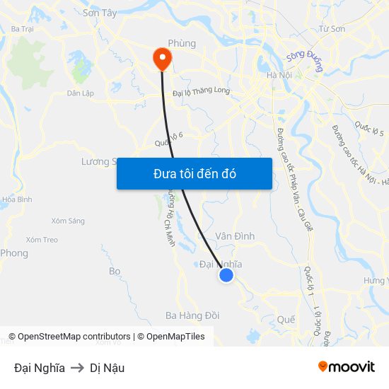 Đại Nghĩa to Dị Nậu map