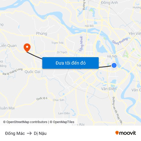 Đống Mác to Dị Nậu map