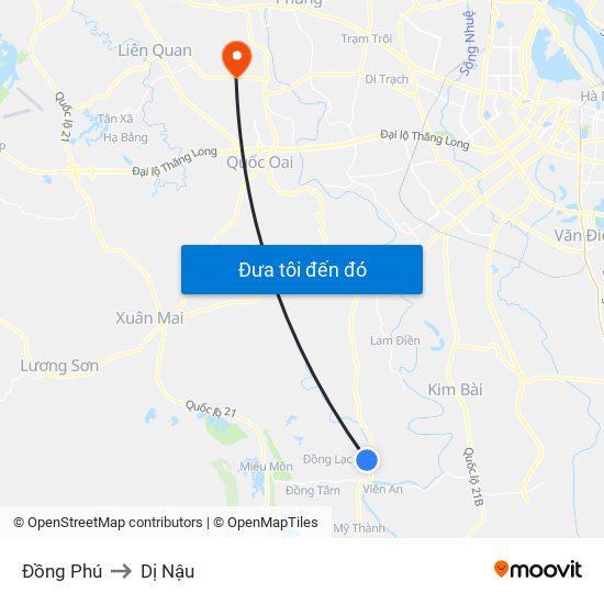 Đồng Phú to Dị Nậu map