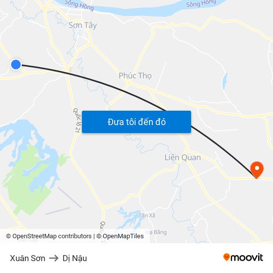 Xuân Sơn to Dị Nậu map