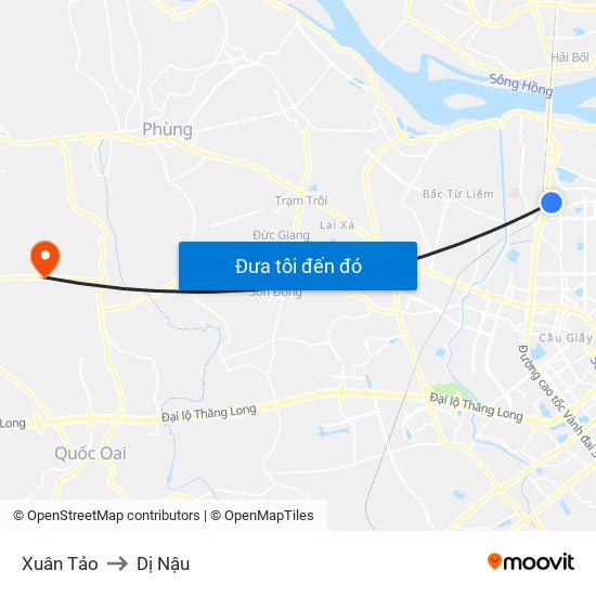 Xuân Tảo to Dị Nậu map