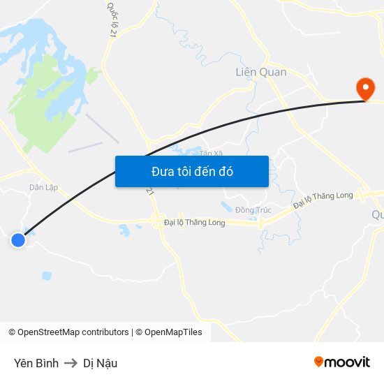 Yên Bình to Dị Nậu map