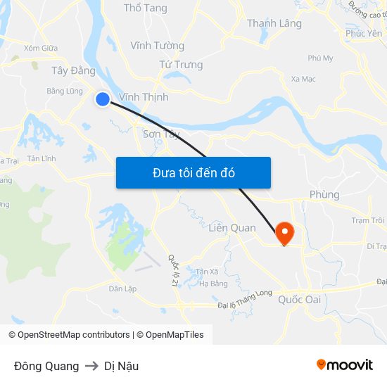 Đông Quang to Dị Nậu map