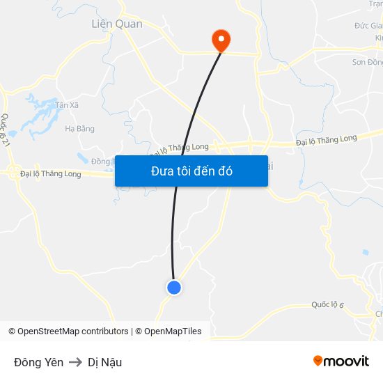 Đông Yên to Dị Nậu map