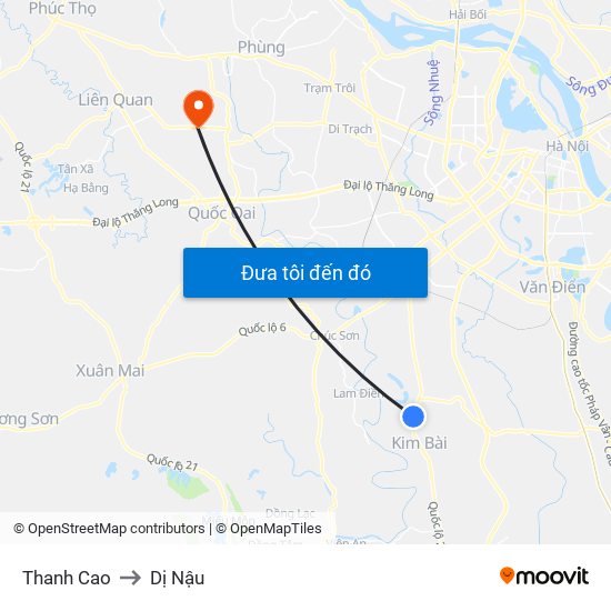 Thanh Cao to Dị Nậu map