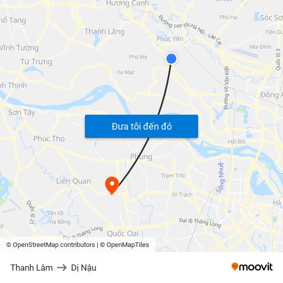 Thanh Lâm to Dị Nậu map