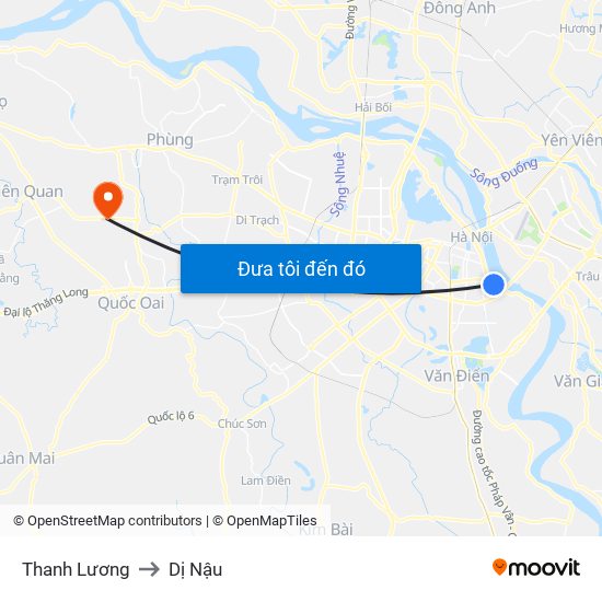 Thanh Lương to Dị Nậu map