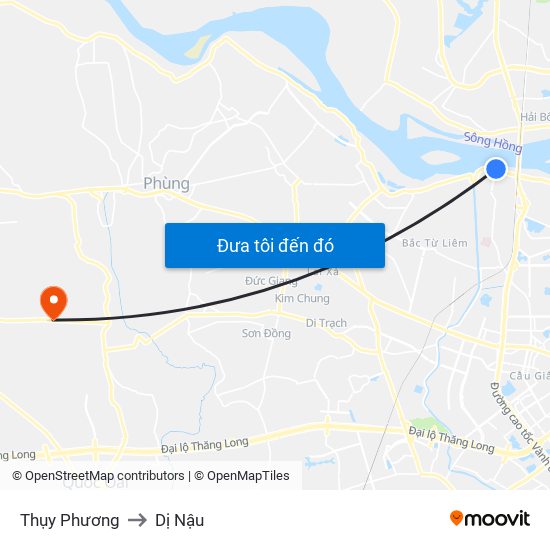 Thụy Phương to Dị Nậu map