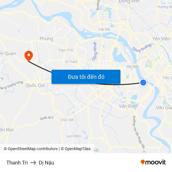 Thanh Trì to Dị Nậu map