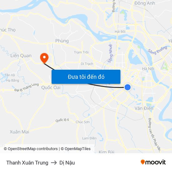 Thanh Xuân Trung to Dị Nậu map