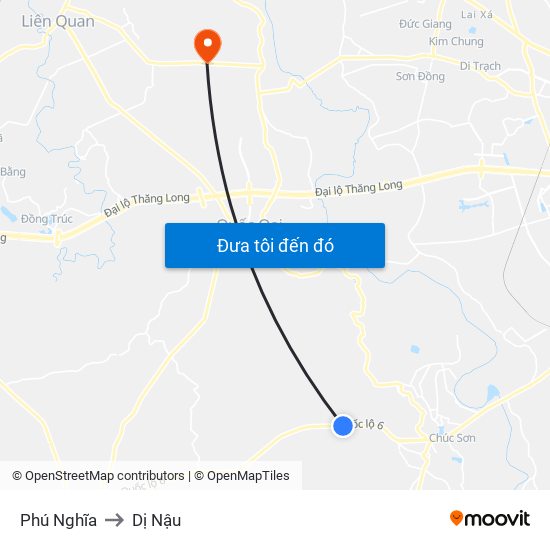 Phú Nghĩa to Dị Nậu map