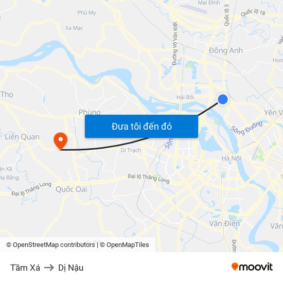 Tầm Xá to Dị Nậu map