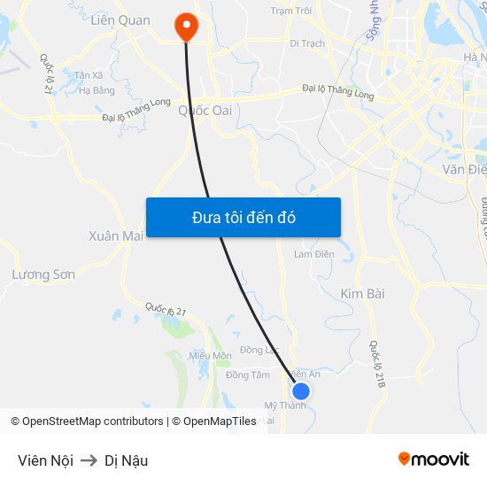 Viên Nội to Dị Nậu map