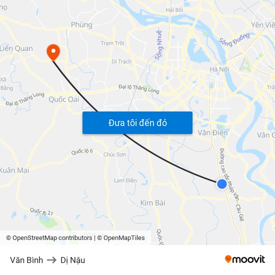 Văn Bình to Dị Nậu map