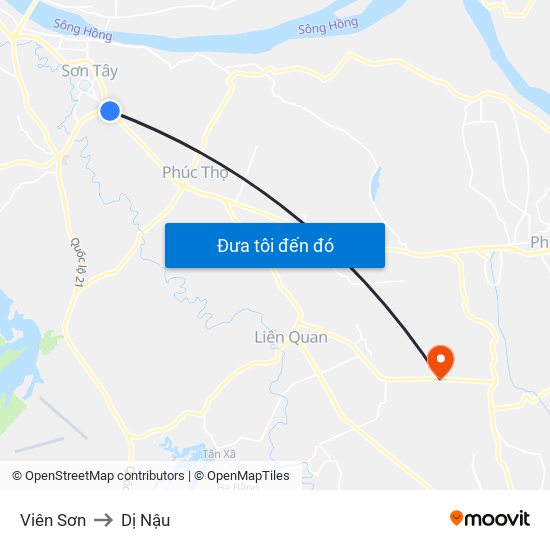 Viên Sơn to Dị Nậu map