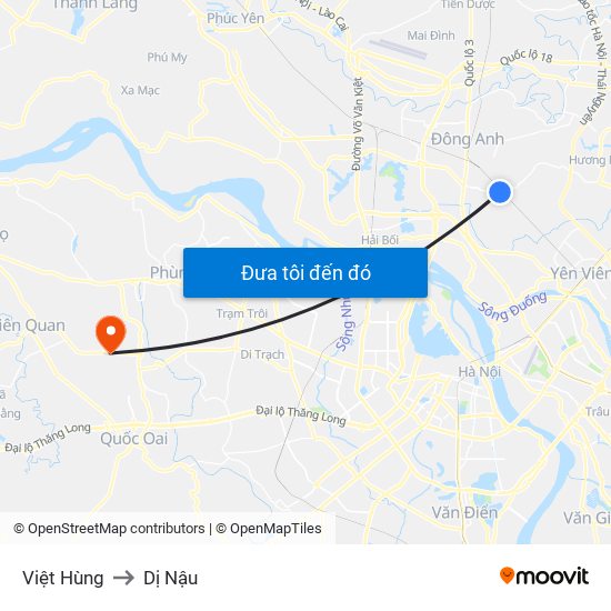 Việt Hùng to Dị Nậu map