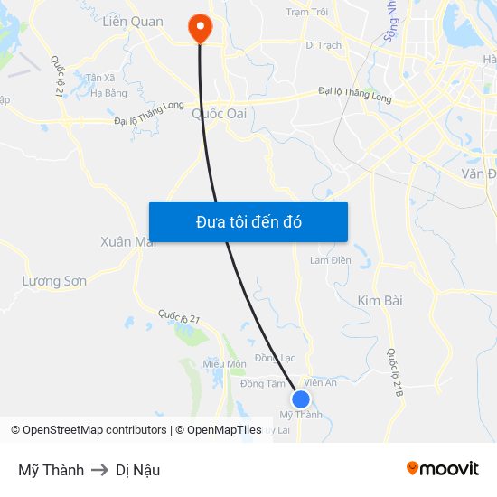 Mỹ Thành to Dị Nậu map